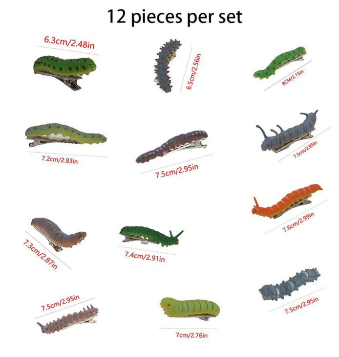 Caterpillar Insect-Shaped Hair Clips