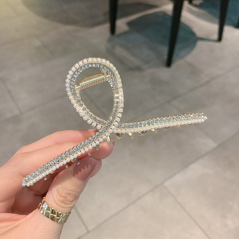 Haarspange mit Perlen und Strass 