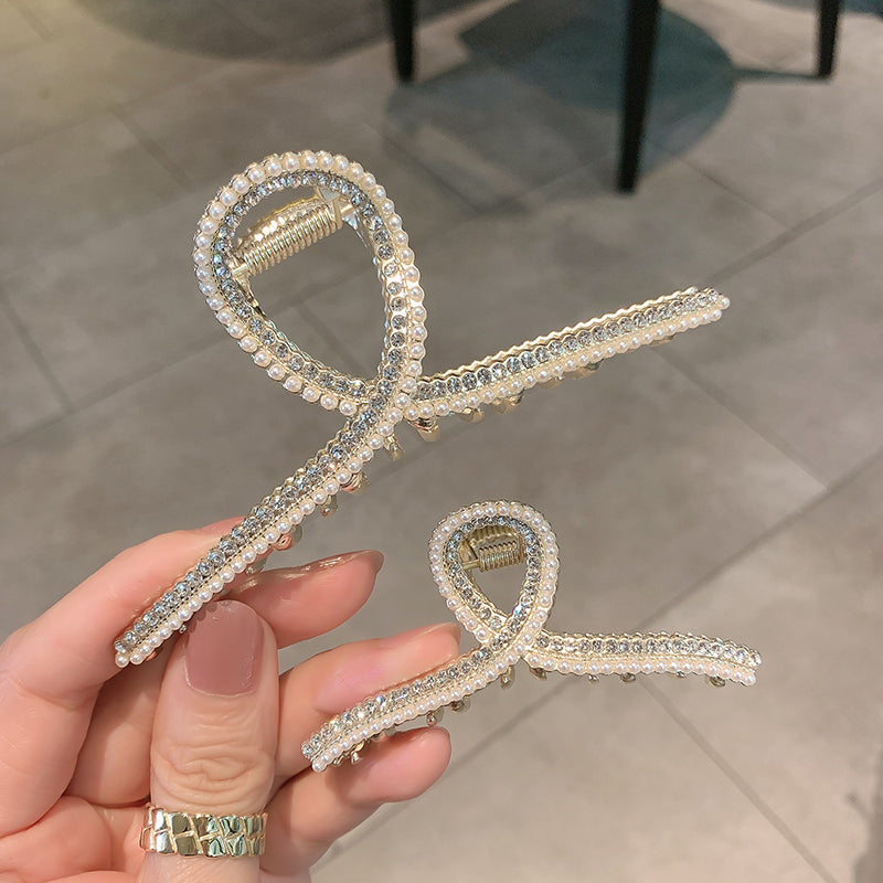Haarspange mit Perlen und Strass 