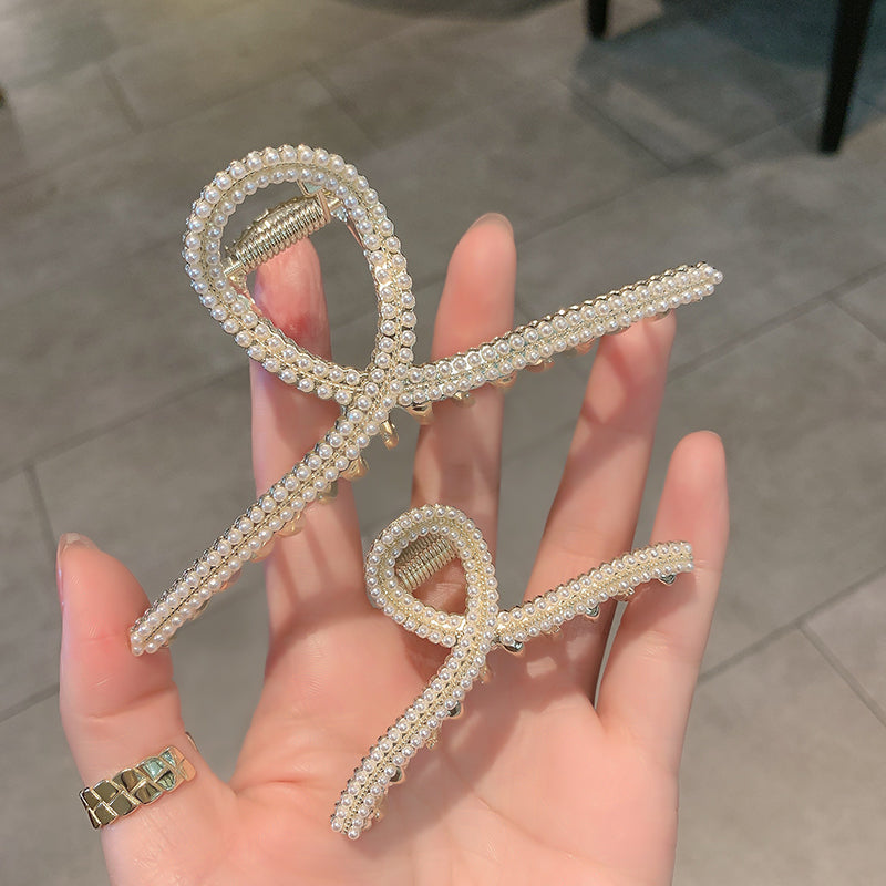 Haarspange mit Perlen und Strass 